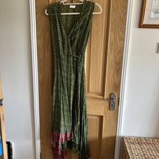 Women’s Hippie Boho Green Patterned Lightweight Dress M