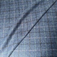 100% Wool Tweed Fabric Blue