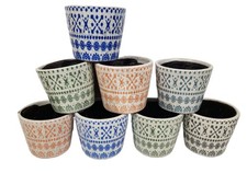 Decorative Ceramic Plant Pot Crackle Glazed Patterned Indoor Flower Planter 12cm