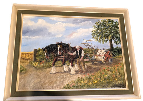 Framed oil board - framed,