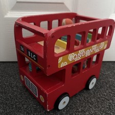 ELC Wooden London Double Decker Bus Toy with 3 figures + fixed driver 148285