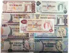 GUYANESE DOLLAR (GYD) BANK NOTES - CHOICE OF STYLE & NOTE - GUYANA