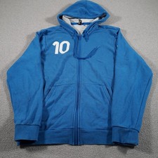 Adidas Mens Hoodie Large Tango Blue Full Zip Jumper Gym Training Running Size L