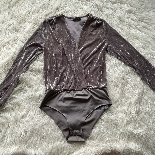 Zara grey velvet bodysuit - grey,