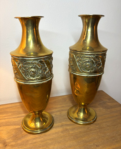 Vintage pair brass baluster - vintage,
