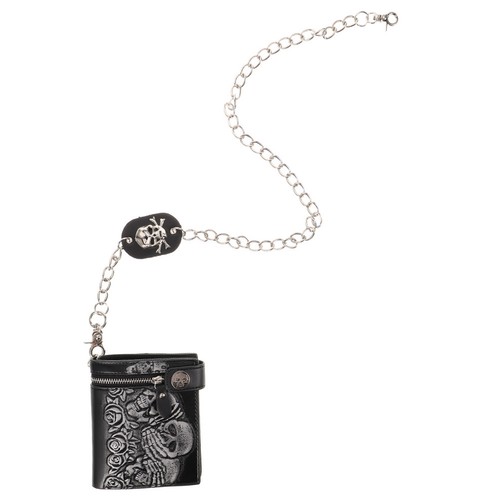 Punk wallet with - with, skeleton