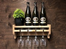 Wine Shelf Bottle & 4 Glass