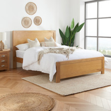 Wooden Oak Bed, Stanford Solid Oak Wooden Bed, In 2 Sizes, Double and King Size