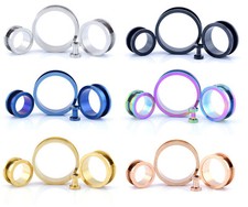 Ear Tunnel Flesh Plug SCREW ON Metal  Earlet - 3mm - 30mm 316 Stainless Steel 