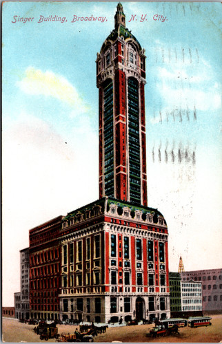 Postcard singer building - postcard,