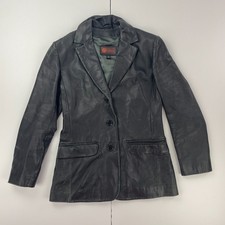 HELIUM Jacket 10 Black Leather Womens Short Collared