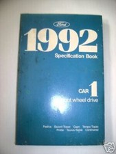 1992 Ford Front Wheel Car Specifications Spec Manual