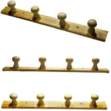 4 Pegs Wooden Coat Rack Hooks Holder / Wall Mounted Hanging Crafts Plain Wood