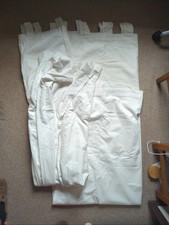  IKEA Bomull  100% Cotton Long Pair Of Curtains Ivory Tab Top Vintage Cream