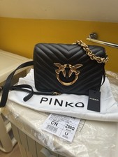 Brand New Pinko Love Click Mini V Quilt Shoulder Cross Bag Black Sheep Leather