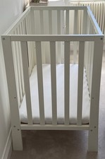 Mamas and Papas Mia White Sleigh Cot Bed with Mattress Good Condition  (used)