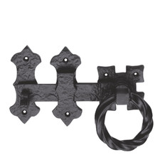 NEW Carlisle brass ring gate door latch black ornat antique 190mm