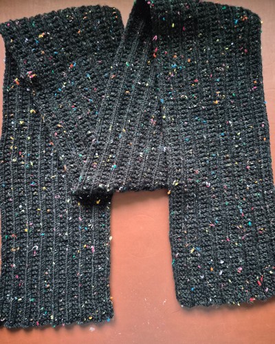 Hand knitted black wool - hand, scarf