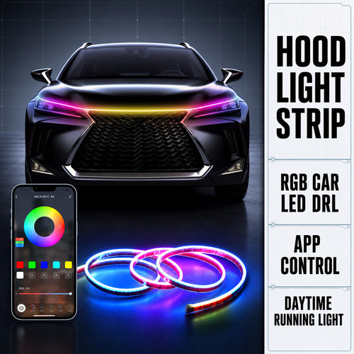 Rgb car led drl - led, hood