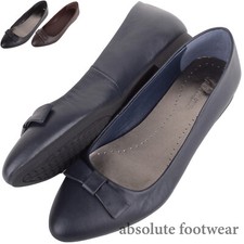 Ladies Womens Genuine Leather Slip On Formal Work School Ballerina Style Shoes