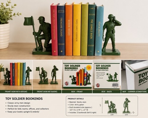 Toy soldier bookends - toy, 7”