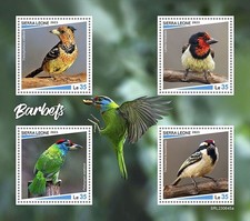 BARBETS Birds Barbet Tropical Bird MNH 4v-Stamp Sheet #2334 (2023 Sierra Leone)