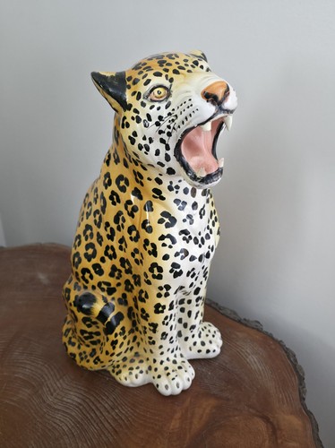 Large italian ceramic leopard - large,