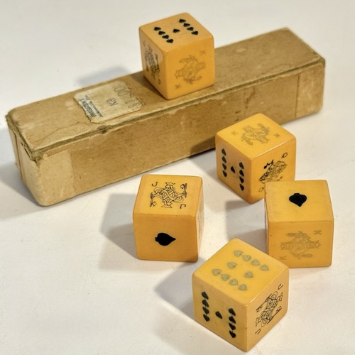 Antique poker dice - set, card