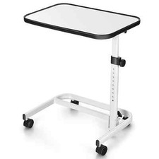 Overbed Table W/ Wheels & Tilting Top 9-Position Height Adjustable Beside Table