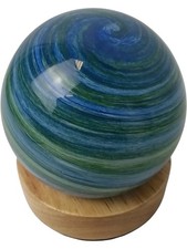 Colourful Remote Controlled Sphere Lamp with Wooden Base LED Light