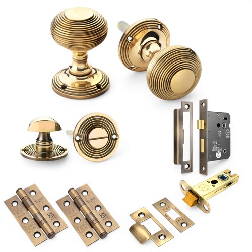 Aged brass beehive door - brass, knobs