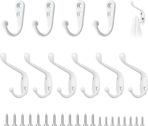 10pcs white coat hooks wall - 10pcs,