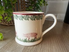 Brixton Pottery Pink Pig Large Coffee Mug – Hand Decorated UK Spongeware