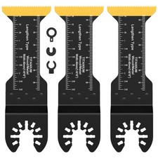 3Pcs Extra-Long Titanium Bi-Metal Oscillating Saw Blade Set Multitool Blades UK