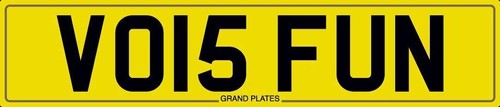 Initials number plate - number, vo15