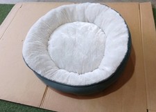 Greeny Grey Cotton & Cream Fur Dog Bed 70x65x20cm No Tag Washable 