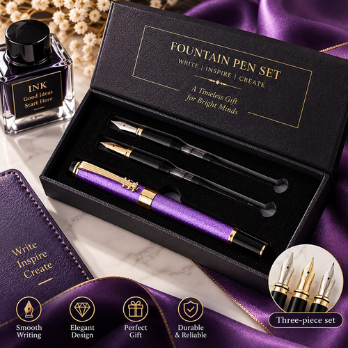 3pcs purple fountain - 3pcs, pen