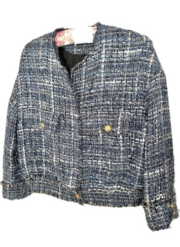 Zara boucle crop gold button - crop,