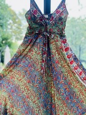 Indian Sari Paisley Maxi Dress Boho Hippie Folk. One Size Unworn