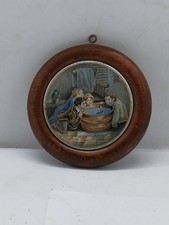 Small framed prattware pot lid - framed,