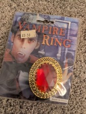 Oversized Vampire Red Gold  Bling  Ring Fancy Dress Halloween