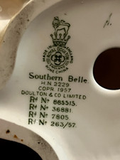 Royal doulton figurines ladies 1957 Southern Belle HN229 Good Condition 