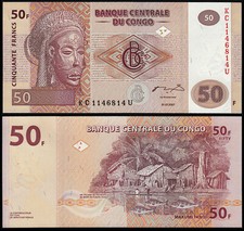 CONGO DEMOCRATIC REPUBLIC 50 FRANCS (P97) 2007 UNC