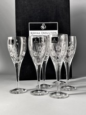 BOXED Royal Doulton Crystal Set Of Six Chelsea Cut 17.5cm / 120ml Sherry Glasses