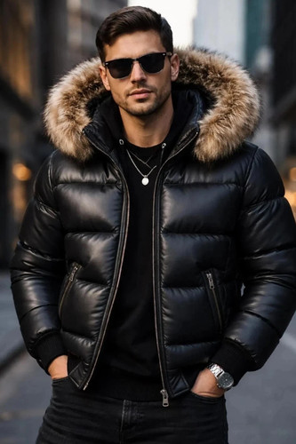 Men black genuine - men's, lamb