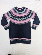 FatFace girls fair isle jumper dress navy pink age 8-9 years