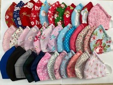 Handmade cotton face mask reusable washable inc Christmas nose wire virus uk