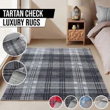 Tartan Check Highland Rugs Soft Floor Living Rugs Hallway Runner Durable Nonslip