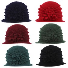 Ladies Wool Pull On Cloche Hat