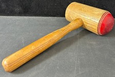 Vintage Wooden Gavel with Red Leather End Antique Tool - #1008